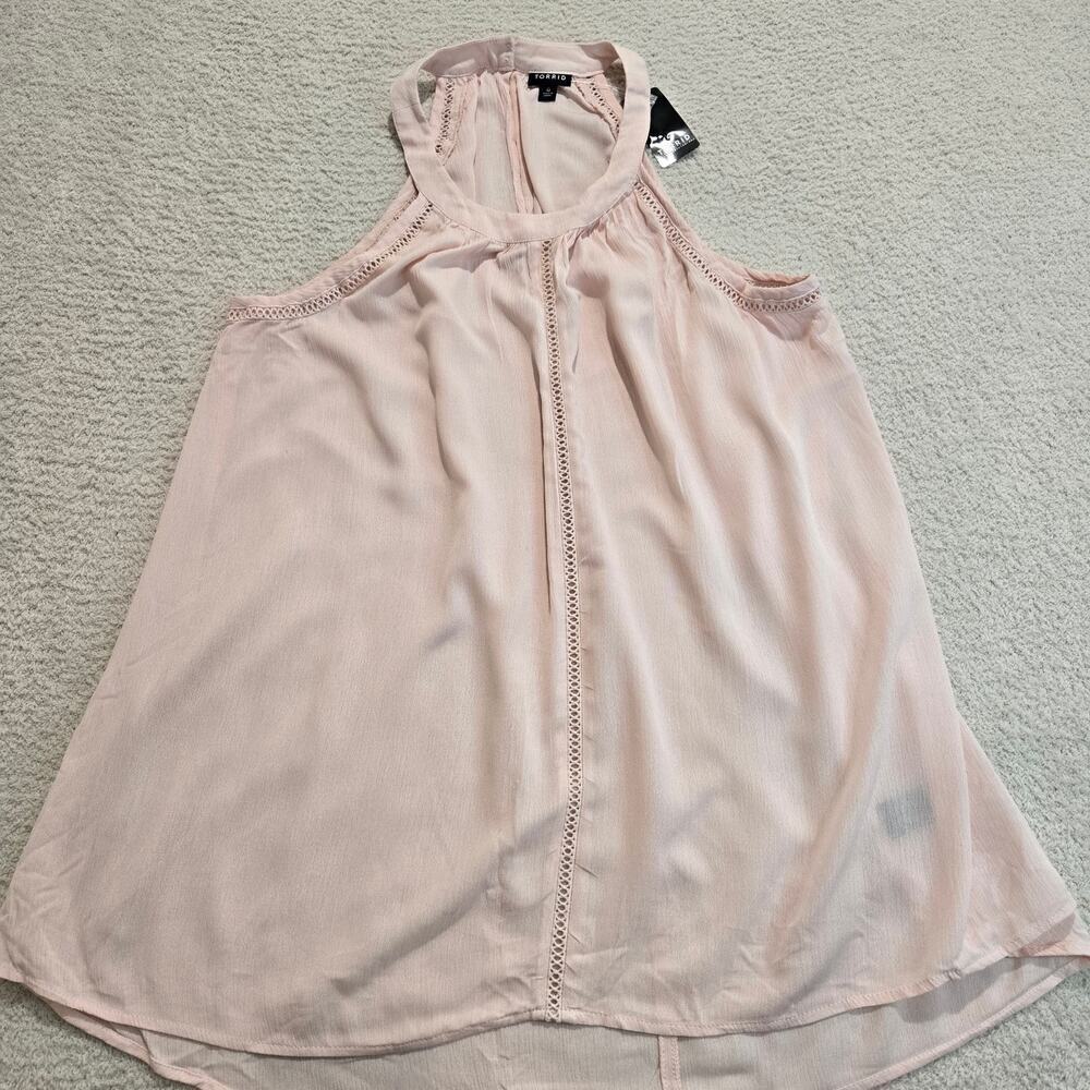 NWT Torrid Gauze Goddess Neck Tank Top Sz L High-low Peach Summer Gauzy
